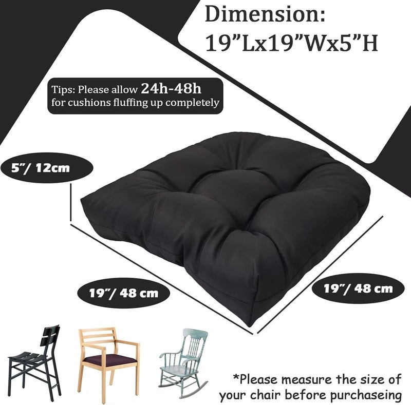 MTMR Water-Repellent Outdoor Chair Cushions Set of 2, 19”X19” Patio Chair Cushions with High Elasticity PP Cotton, No Fading Tufted Patio Seat Cushion for Outdoor Furniture, Thick Patio Cushions - Image 5